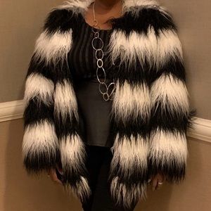Black & White Faux Fur Jacket